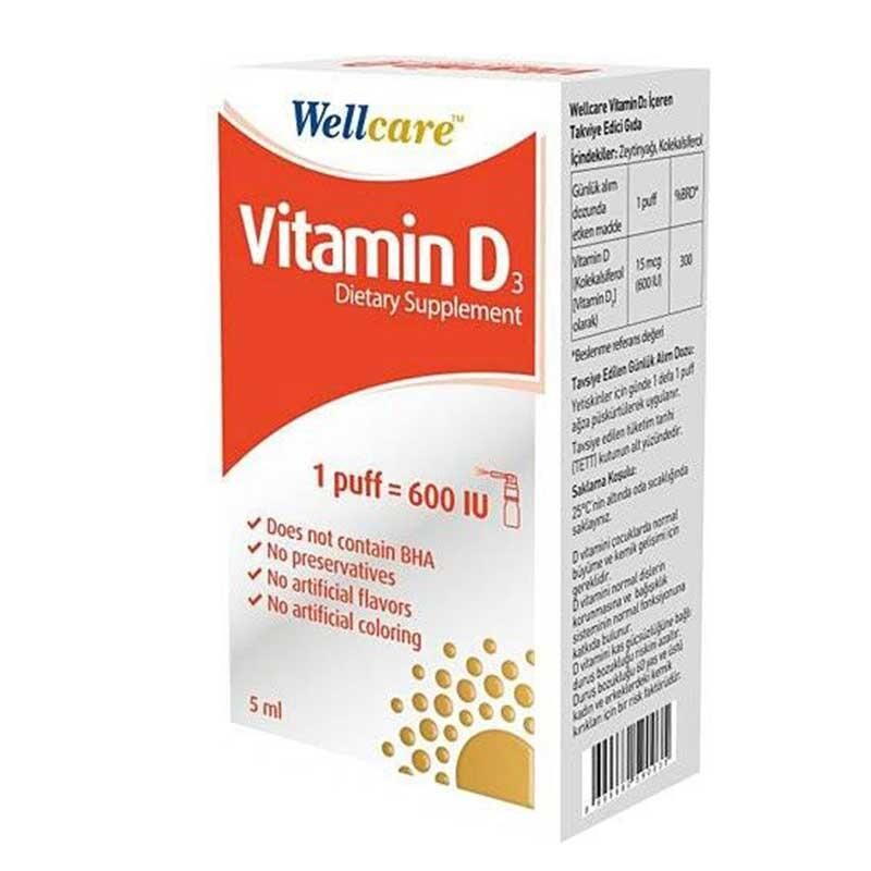 Wellcare Vitamin D3 600 IU 5 ml Spray