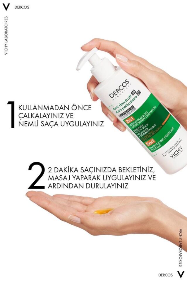 Vichy Dercos Dercos 2’si 1 Arada Kepek Karşıtı ve Nemlendirici Şampuan 390 ml