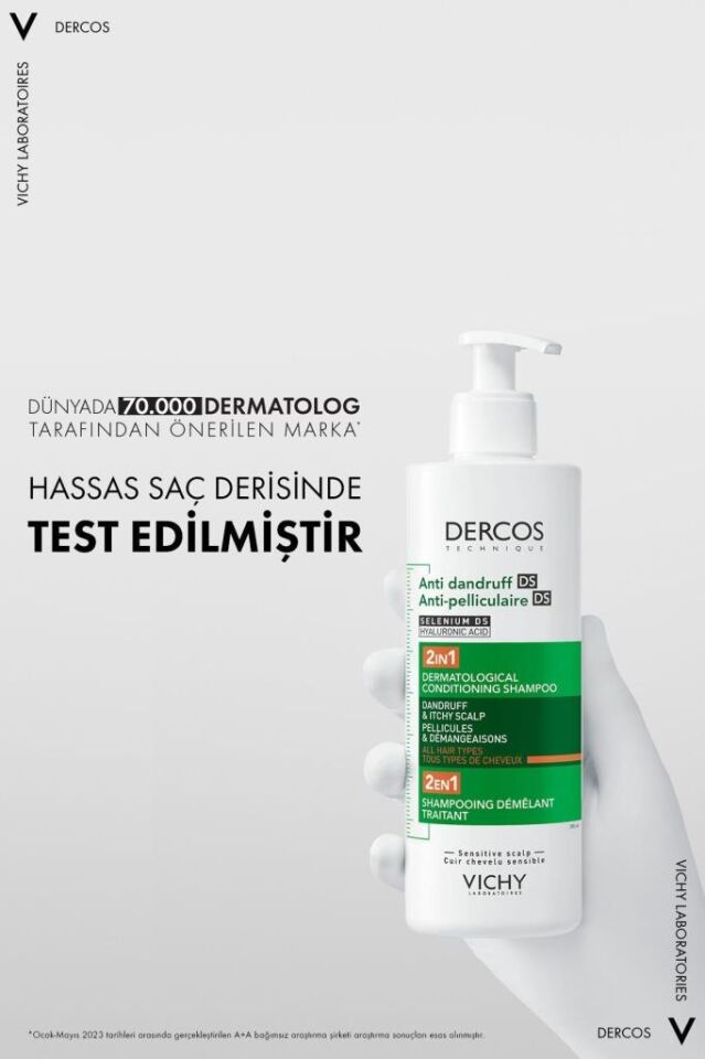 Vichy Dercos Dercos 2’si 1 Arada Kepek Karşıtı ve Nemlendirici Şampuan 390 ml