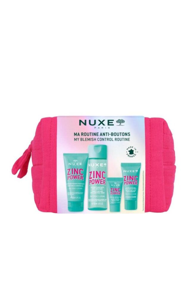 Nuxe Zinc Power Bakım Seti - Tem Jeli 30 ml + Tonik 50 ml + Serum 5 ml + Nem 10 ml + Çanta Hediye