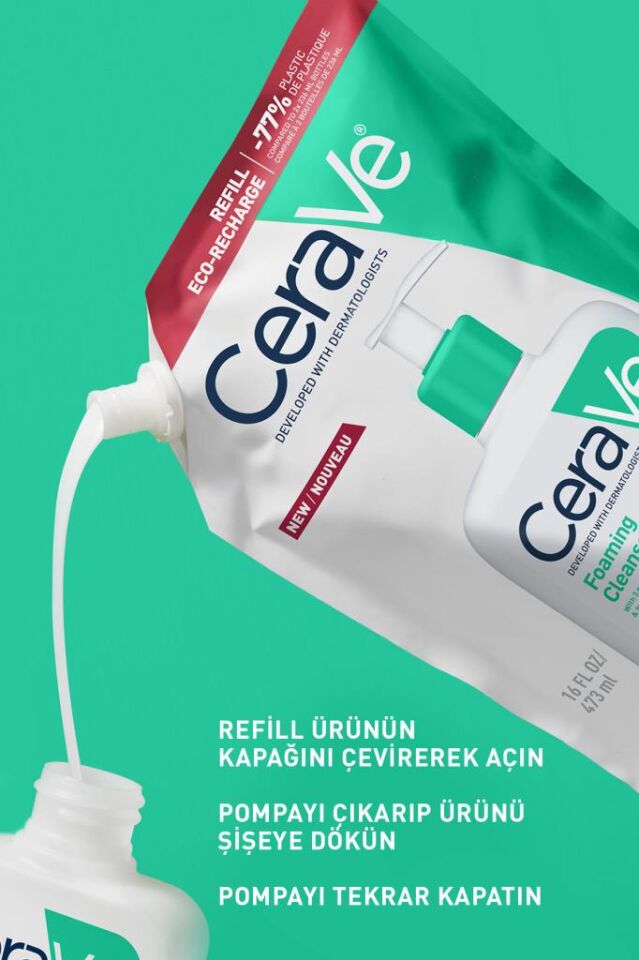 Cerave Foaming Cleanser Refill Dökme Poşet Normal ve Yağlıya Dönük Ciltler İçin Köpüren Temizleyici 473 ml