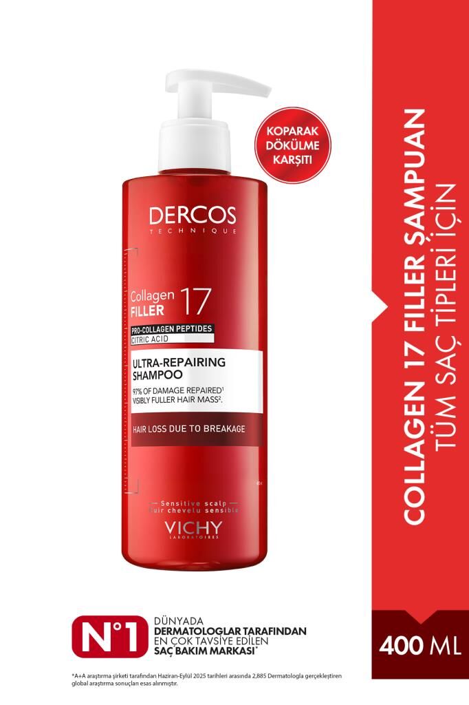 Vichy Dercos Collagen 17 Filler Tüm Saç Tipleri İçin Şampuan 400 ml