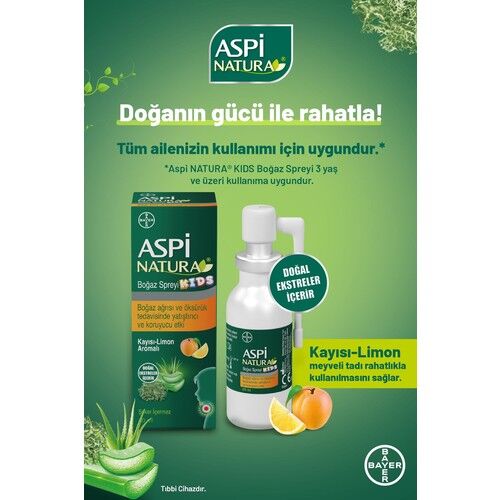 AspiNatura Boğaz Spreyi Kids Kaysı Limon 20 ML