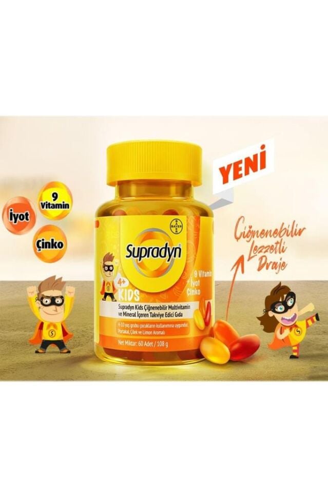 Supradyn Kids Multivitamin Ve Mineral Içeren Çiğnenebilir 60 Tablet 2 Adet