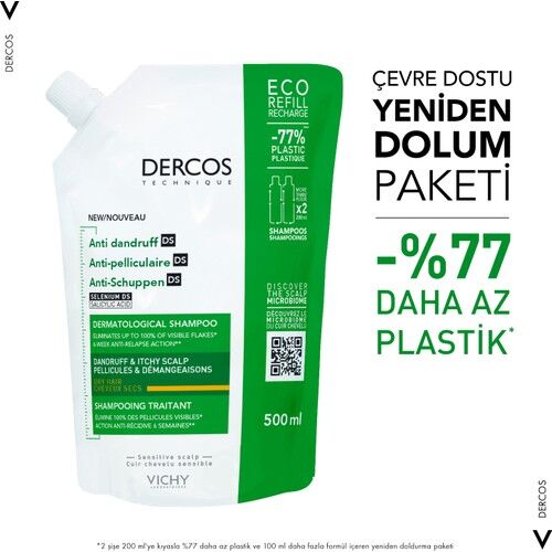 Vichy Dercos Anti Dandruff Kepek Karşıtı Şampuan 500ml Kuru Saçlar