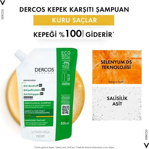 Vichy Dercos Anti Dandruff Kepek Karşıtı Şampuan 500ml Kuru Saçlar