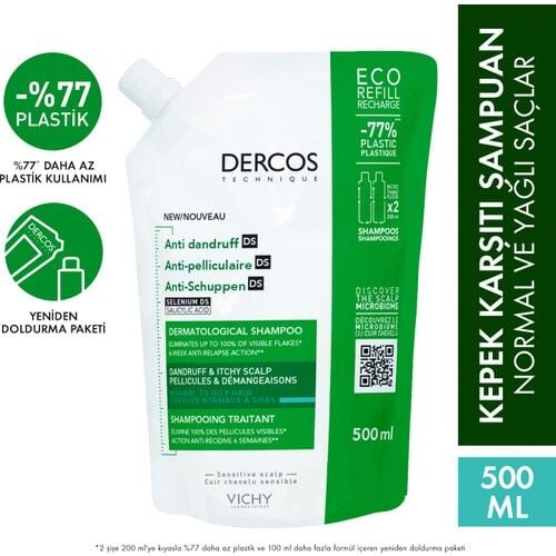 Vichy Dercos Anti Dandruff Anti-Dandruff Shampoo 500 ml for Normal and Oily Hair