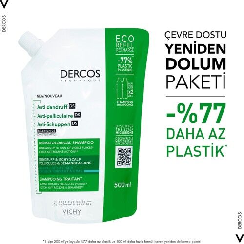 Vichy Dercos Anti Dandruff Anti-Dandruff Shampoo 500 ml for Normal and Oily Hair