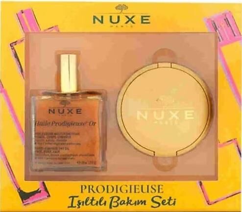 Nuxe Işıltılı Güzellik Seti Huile Prodigieuse Or 100 ml + Prodigieux Compact Pudra 25 gr Tam Set