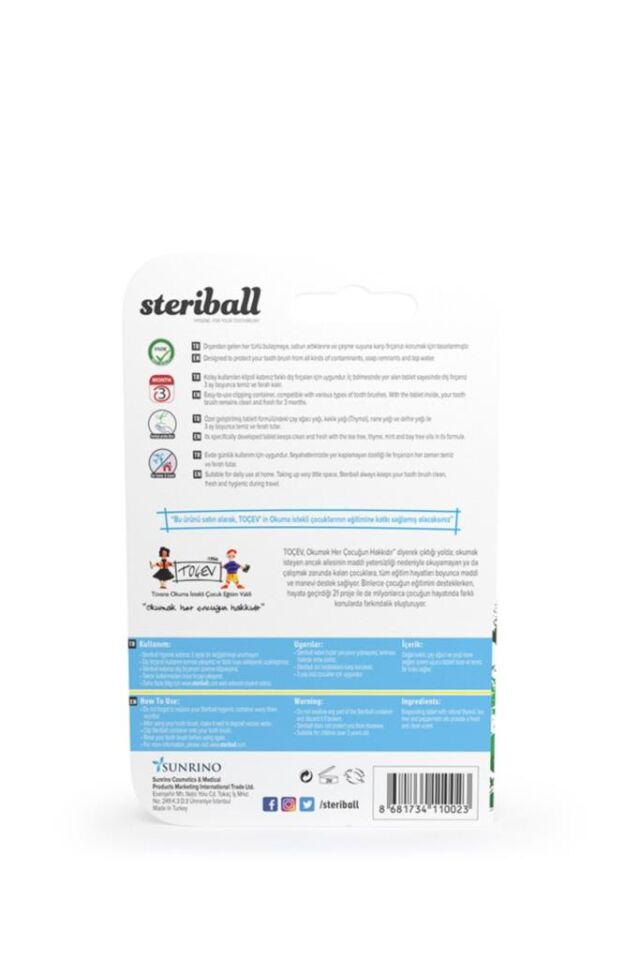 Steriball Diş Fırçası Koruyucu Hijyenik Kap Mavi