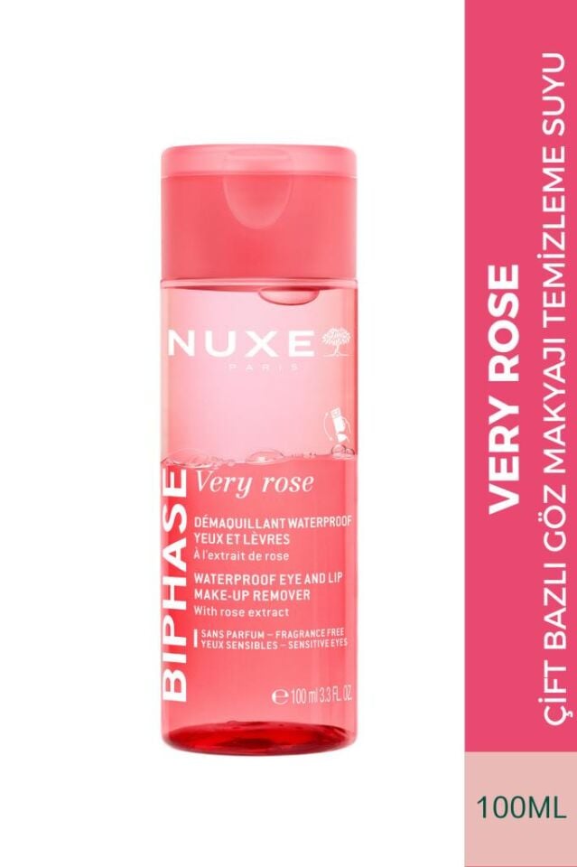 Nuxe Very Rose Gül Özlü Çift Bazlı Göz Makyajı Temizleme Suyu 100 ml