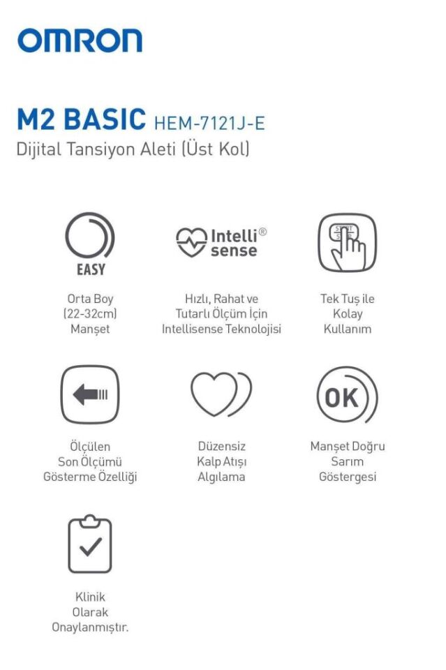 Omron M2 Basic Hem-7121 J-e Koldan Ölçer Tansiyon Aleti