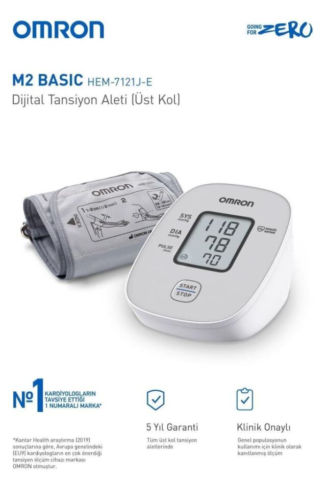 Omron M2 Basic Hem-7121 J-e Koldan Ölçer Tansiyon Aleti
