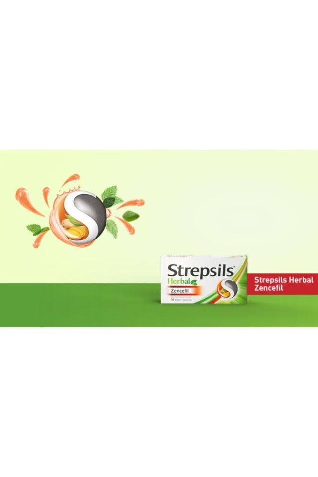 STREPSİLS Herbal Zencefil & Adaçayı-Kekik-Ihlamur Ekstratı İçeren Pastil (3 Adet)