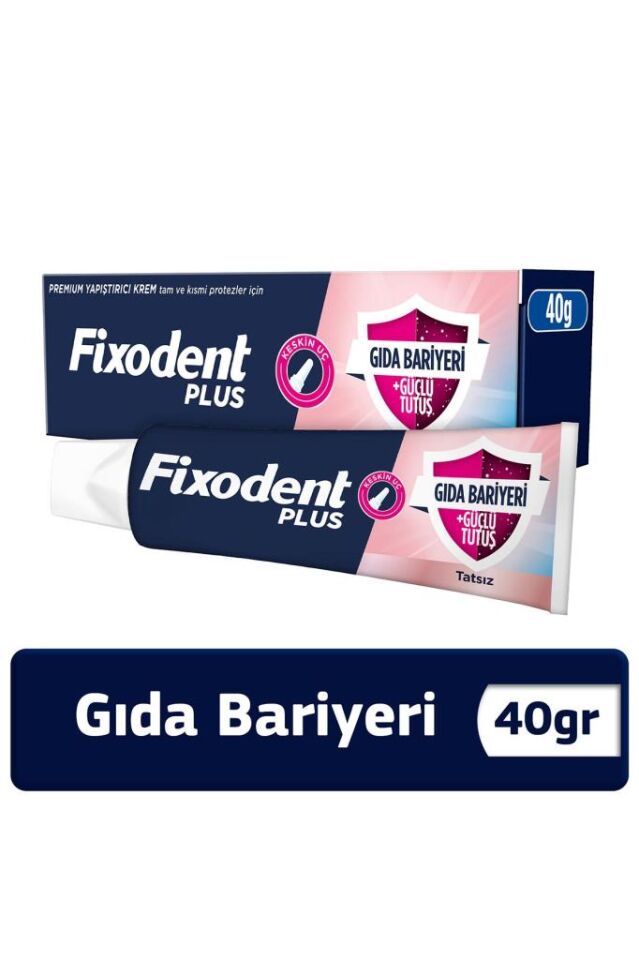 Fixodent Plus Dental Prosthesis Adhesive Food Barrier Flavorless Cream 40 gr