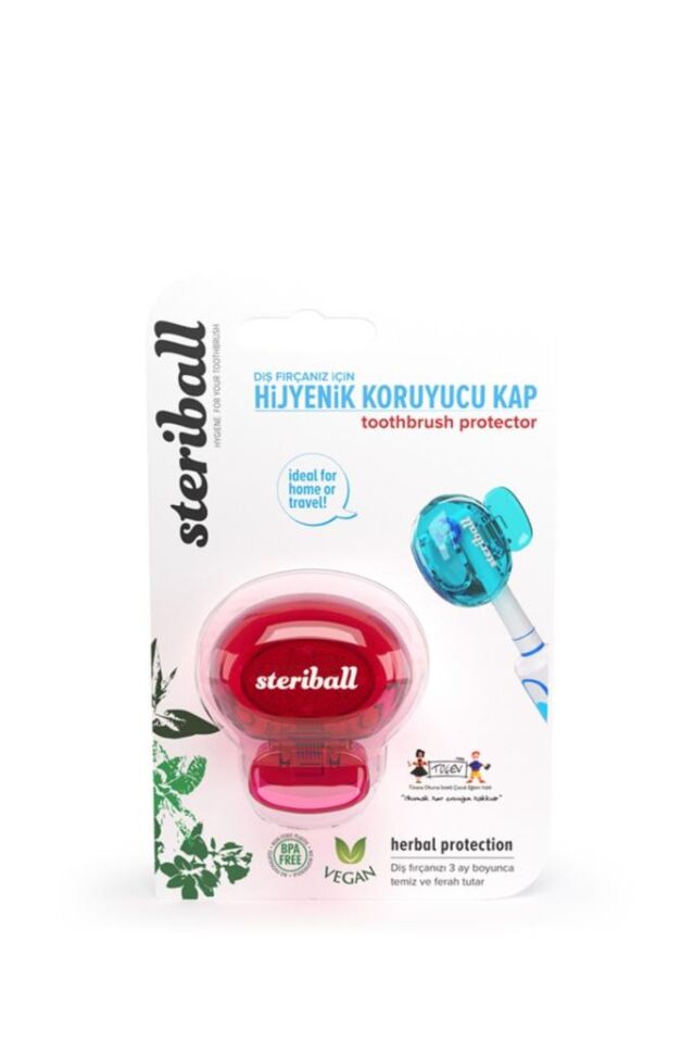 Steriball Toothbrush Protective Hygienic Cover - Red