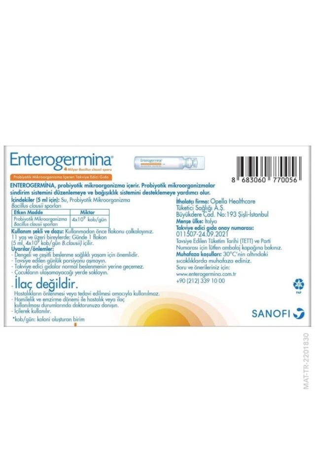 Enterogermina Yetişkin 5 ml 20 Flakon