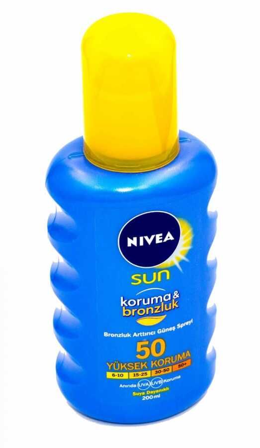 Nivea Sun Koruma ve Bronzluk Arttırıcı Spf 50 200 ml Güneş Spreyi