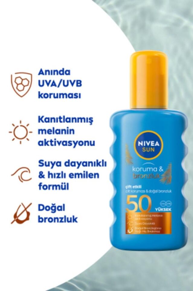 Nivea Sun Koruma ve Bronzluk Arttırıcı Spf 50 200 ml Güneş Spreyi
