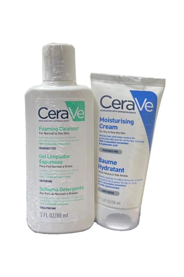 Cerave Set - Köpüren Cleanser 88 ml + Moisturising Cream Kuru ve Çok Kuru Ciltler İçin 50 ml