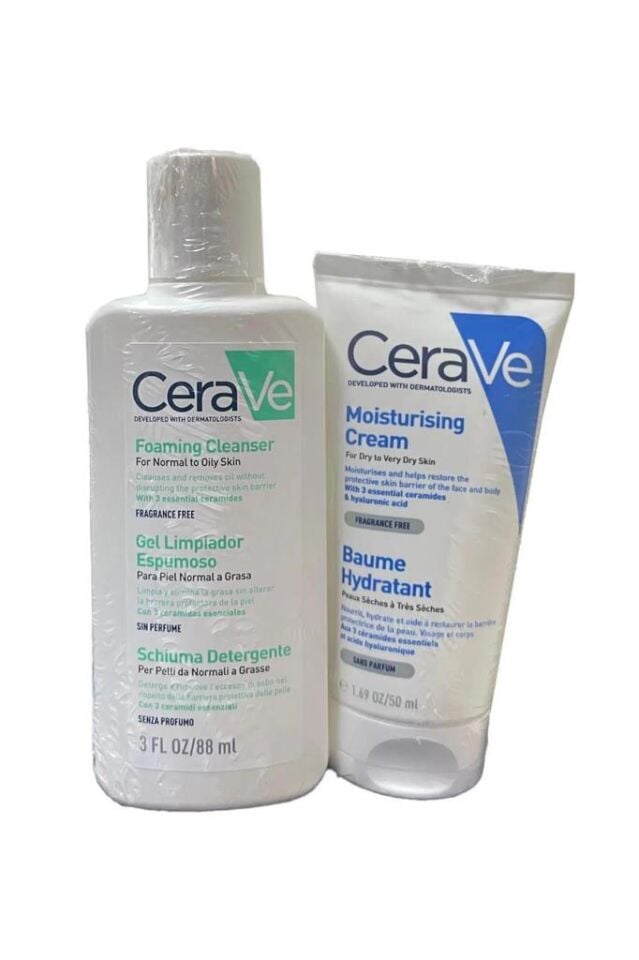 Cerave Set - Köpüren Cleanser 88 ml + Moisturising Cream Kuru ve Çok Kuru Ciltler İçin 50 ml