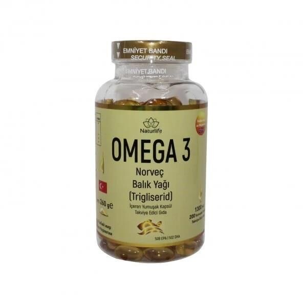 Naturlife Omega 3 Norveç Balık Yağı 200 Kapsül