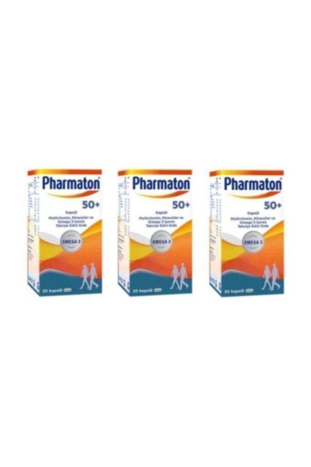 Pharmaton 50 Plus 30 Kapsül - Omega 3 Multivitamin Ve Mineraller 3'lü Paket