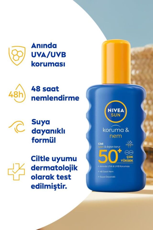 Nivea Sun Koruma ve Nem Spf 50 200 ml Güneş Spreyi
