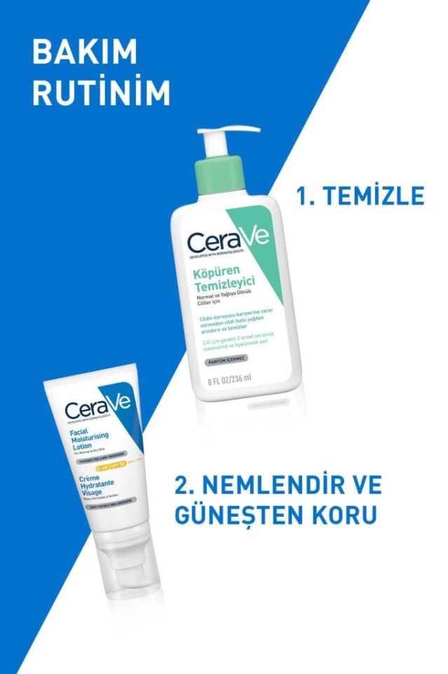 Cerave Yüz Nemlendirici Krem Normal ve Kuruya Dönük Ciltler İçin SPF50 52 ml