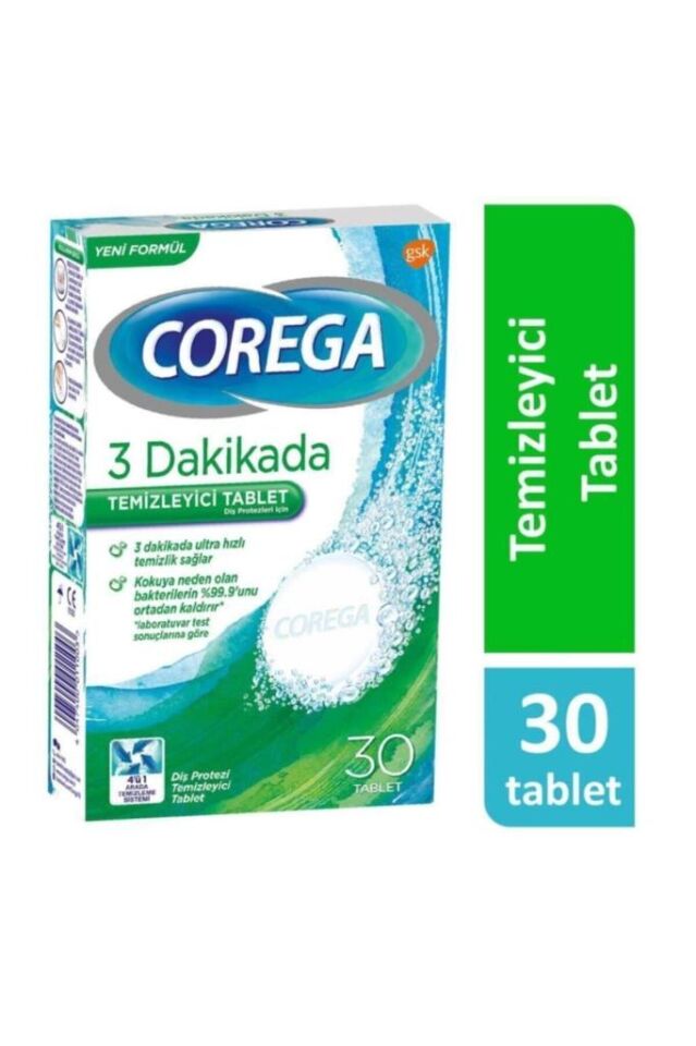 Corega Temizleyici Tablet 30 Adet - 3 Dakikada Temizlik