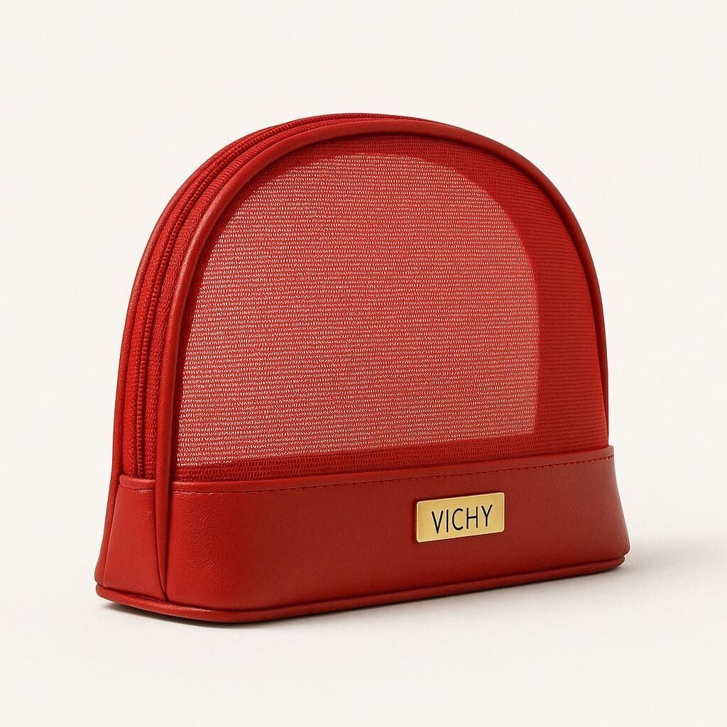 Kırmızı Vichy Makyaj Çantası