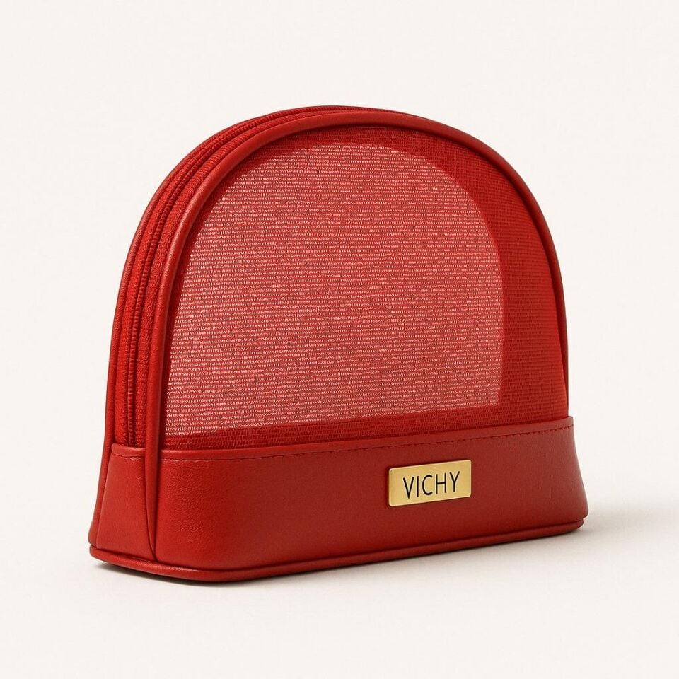 Kırmızı Vichy Makyaj Çantası
